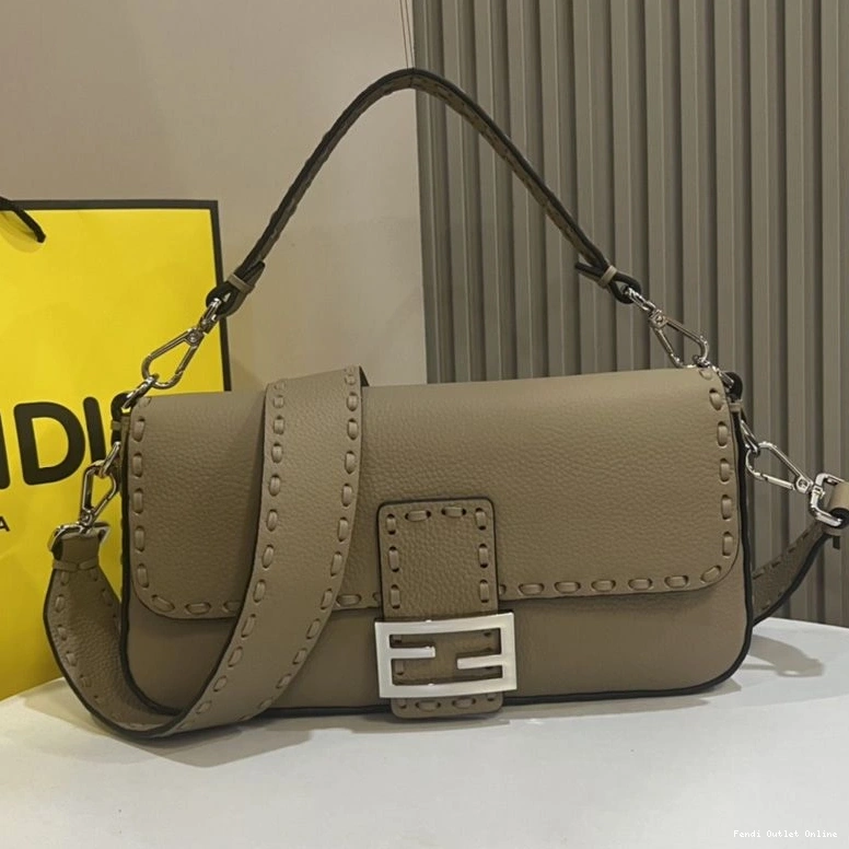 Cheap Romano Bag Khaki In Cuoio Fendi Baguette Selleria Leather Medium 0810
